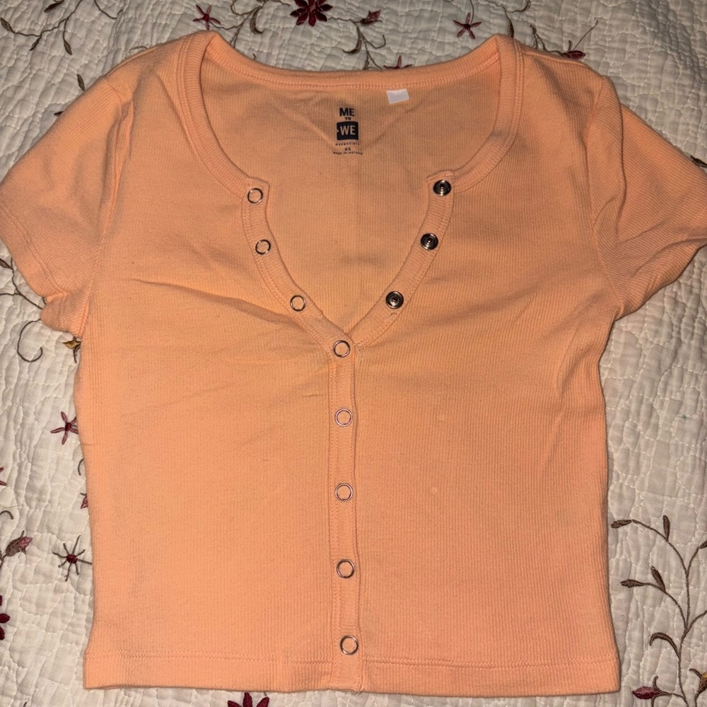 Pacsun Me to We Orange Button Down Fitted Top